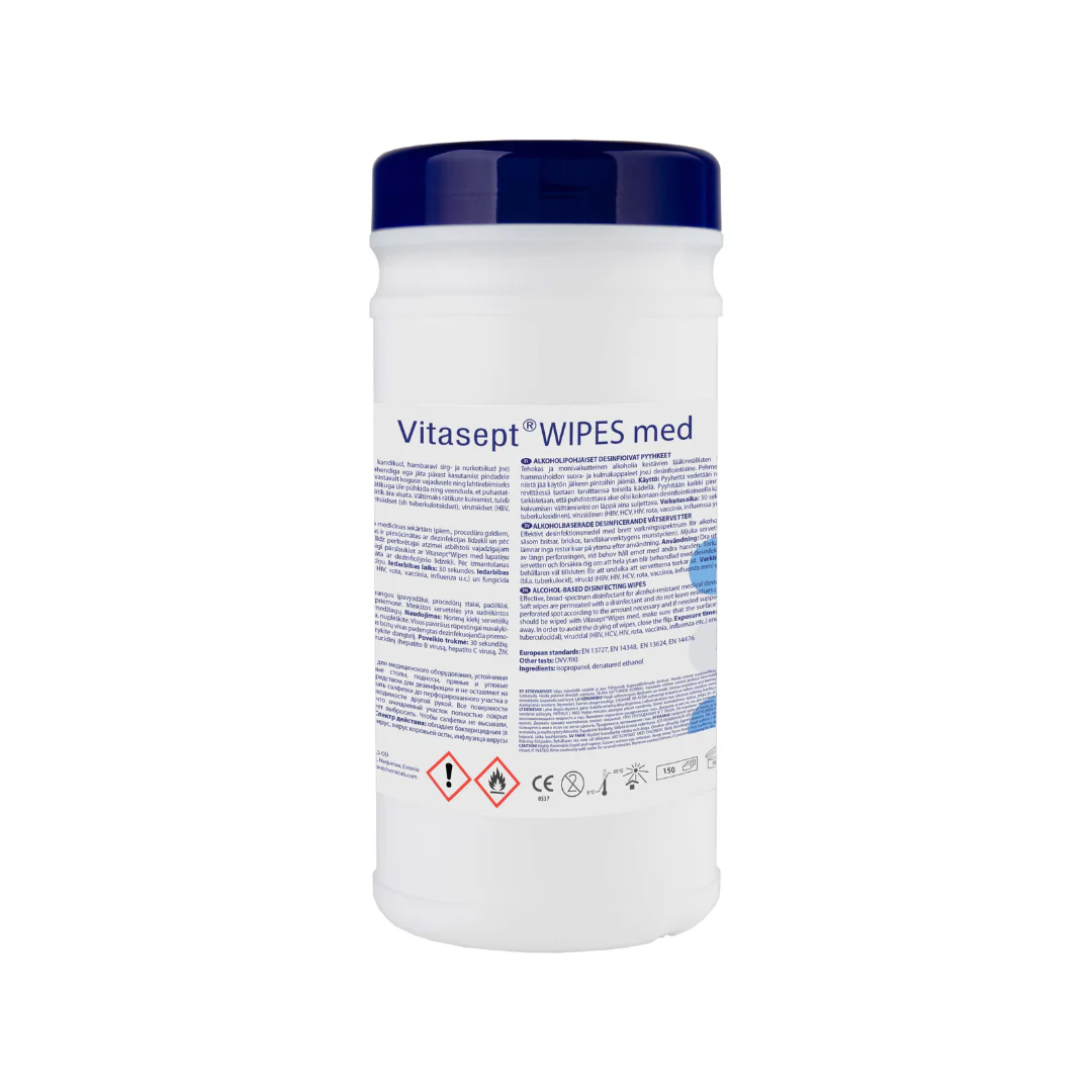 Vitasept®P WIPES med, 150tk, niisked pindade desinfitseerimisrätikud alkoholiga