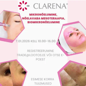 07.01.2026 koolitus Clarena mikronõelumine, happehooldused ja nõelavaba mesoteraapia