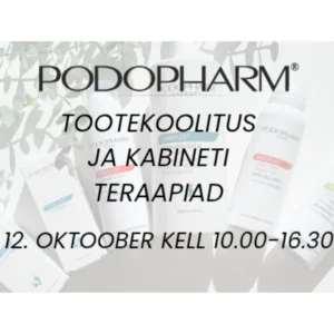 12.10.26 kell 10.00-16.30 PODOPHARM tootekoolitus ja kabinetiteraapiad